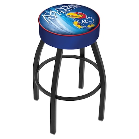 Holland Bar Stool Co 30" 4" Kansas Cushion Seat, Blk Wrinkle Base Swivel Bar Stool L8B130KnsasU-D2